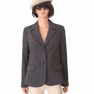 Talbots gray white herringbone blazer